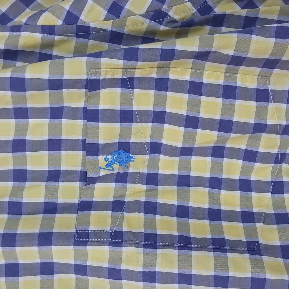 U.S. Polo Assn. Mens Yellow and Blue Plaid Shirt Shortsleeve Preppy Dress Sz.4XL - Picture 3 of 8